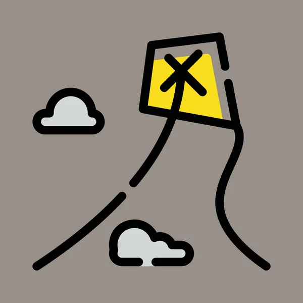Icon Logo Vector Illustration Kite Isolated Gray Background Suitable Games — Vetor de Stock
