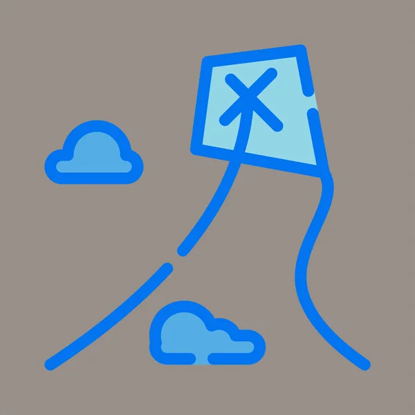 Icon Logo Vector Illustration Kite Isolated Gray Background Suitable Games — Vetor de Stock