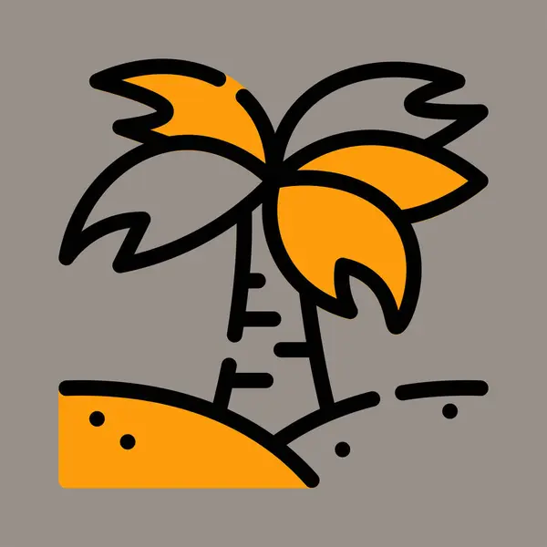 Икона Логотип Векторная Иллюстрация Пальмы Сером Фоне Подходит Отдыха Плантаций — стоковый вектор