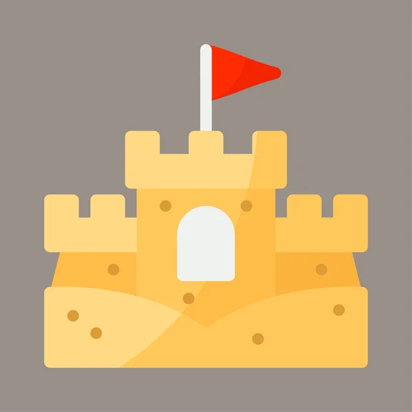 Icon Logo Vector Illustration Sand Castle Isolated Gray Background Suitable — Image vectorielle