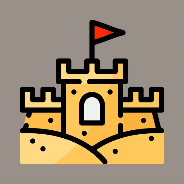 Icon Logo Vector Illustration Sand Castle Isolated Gray Background Suitable — Image vectorielle