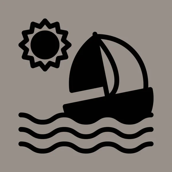 Εικονίδιο Λογότυπο Διανυσματική Απεικόνιση Του Ιστιοφόρου Πλοίου Που Απομονώνονται Γκρι — Διανυσματικό Αρχείο