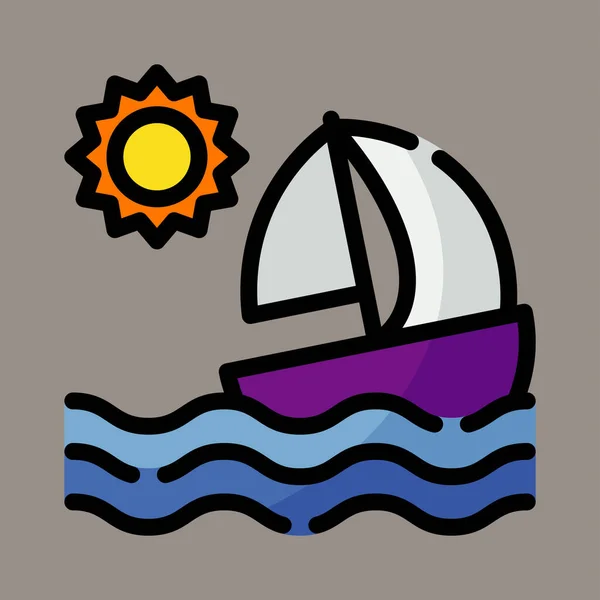 Icon Logo Vector Illustration Sailing Ship Isolated Gray Background Suitable — Vetor de Stock