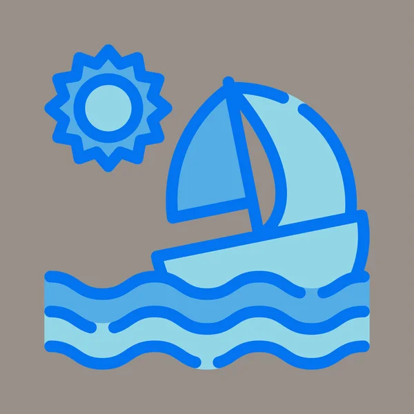 Icon Logo Vector Illustration Sailing Ship Isolated Gray Background Suitable — Stockový vektor