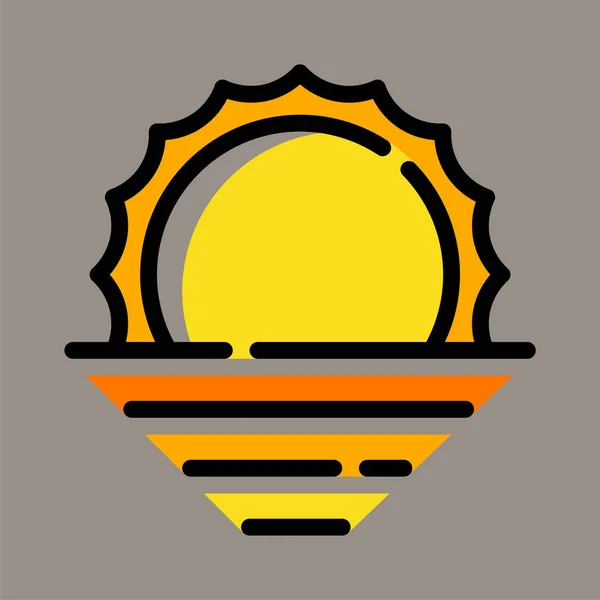Icon Logo Vector Illustration Sunset Isolated Gray Background Perfect Holidays — Vetor de Stock