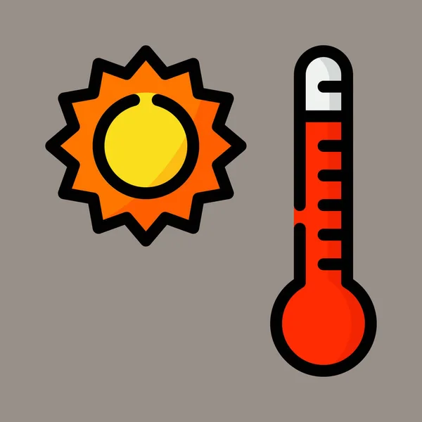 Ikon Logo Vektor Ilustrasi Termometer Diisolasi Pada Latar Belakang Abu - Stok Vektor