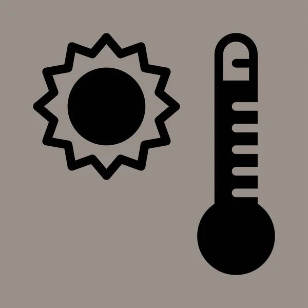 Gri Arka Planda Izole Edilmiş Termometrenin Ikon Logo Vektör Çizimi — Stok Vektör