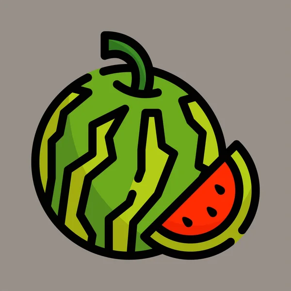 Icon Logo Vector Illustration Watermelon Isolated Gray Background Suitable Food — Stockvektor