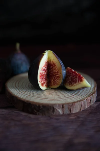 Delicious Figs Dark Background Space Text — Stock Photo, Image