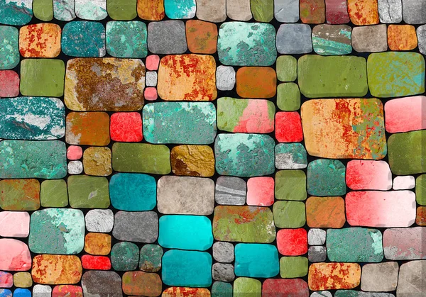 Zeer Kleurrijke Stenen Muur Schilderen Achtergrond Moderne Schilderstijl Kunt Kleurrijke — Stockfoto