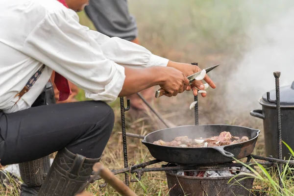 Cowboy Cooking Food Camping Concept — Stock Photo, Image