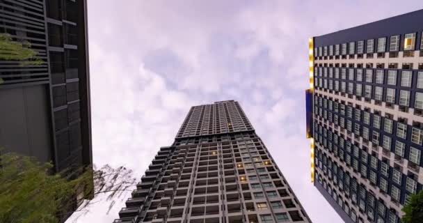 Look View Timelapse Clouds Moving Tall Buildings Sunset — Wideo stockowe