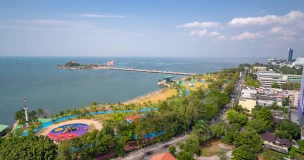 Aerial View Famous Landmark Floating Island Sriracha Chonburi Thailand Sunny — стоковое видео