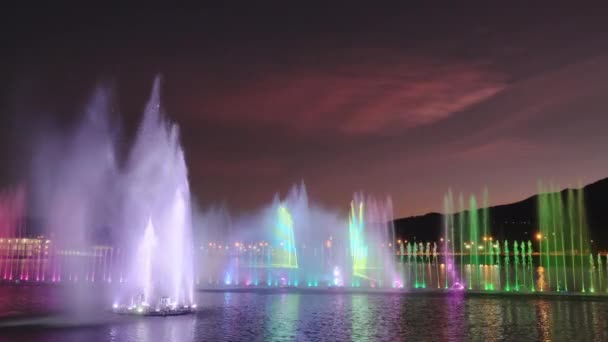 Spectacular Fountain Water Dance Show Chiang Mai Thailand Late Evening — Stock Video