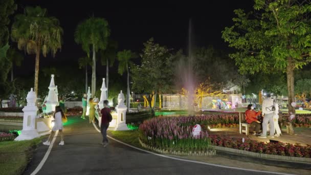 Chiang Mai Thajsko Února 2022 Krásné Noční Světlo Dekorace Displeji — Stock video