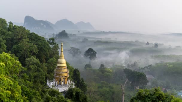 Légi Kilátás Arany Stupa Vagy Pagoda Khao Nai Luang Dharma — Stock videók