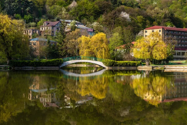 Dilijan Armenia Abril 2022 Hermosa Vista Del Pequeño Lago Parque — Foto de Stock