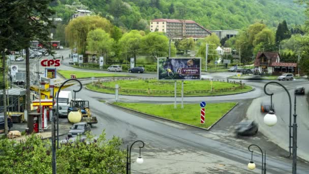 Dilijan Armenia May 2022 Time Lapse Cars Drive Roundabout Dilijan — стокове відео