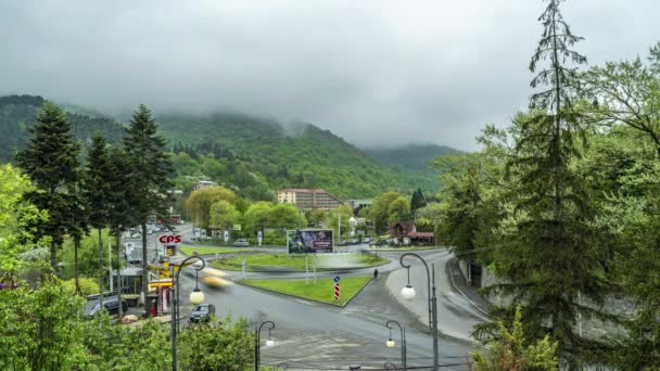 Dilijan Armenia Maggio 2022 Time Lapse Cars Drive Roundabout Dilijan — Video Stock