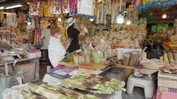 Sri Racha Chonburi Tailândia Junho 2022 Loja Turística Presentes Alimentares — Vídeo de Stock