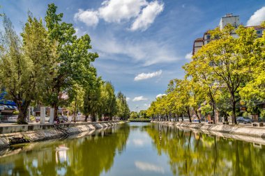 Chiang Mai, Thailand - 18 July 2022 - Vew of the old town moat near Tha Phae Gate in Chiang Mai, Thailand