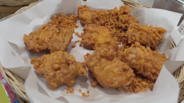 Bangkok Thailand August 2022 Deep Fried Chicken Drums Wings Other — Wideo stockowe