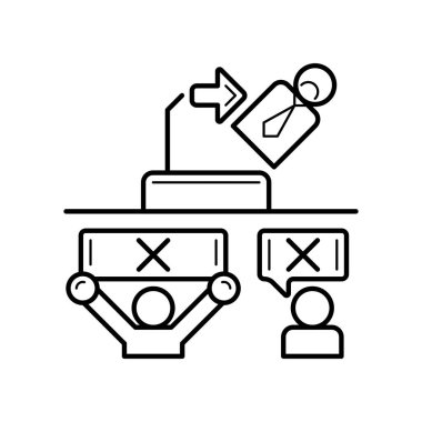 İnsanların protesto ettiği aday simgesi. Vektör illüstrasyonu