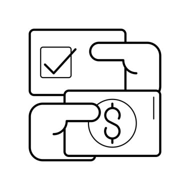 Hükümetteki gizli anlaşma ve rüşvet ikonu. Vektör illüstrasyonu