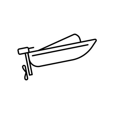 Electric Boat Icon, Okyanusun Kıyısı 'nın ya da Küçük Tekneli Gölü' nün tadını çıkar. Vektör İllüstrasyonu.