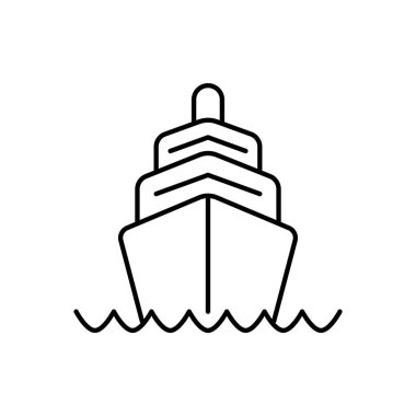 Seyahat Gemisi Simgesi, Lüks bir yatla Okyanusta Seyahat. Vektör İllüstrasyonu.