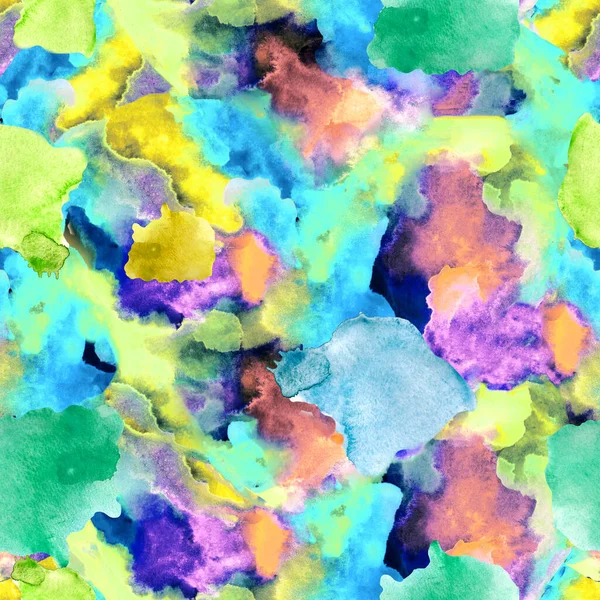 Aquarela Multicolor Abstrato Borrões Sem Costura Padrão — Fotografia de Stock