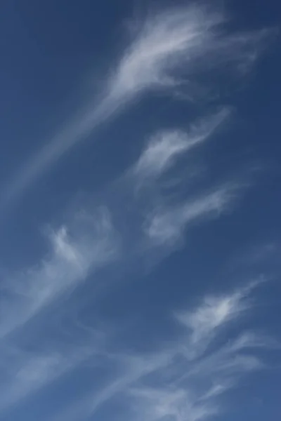 Fundo Com Branco Nuvens Cirrus Contra Céu Azul — Fotografia de Stock