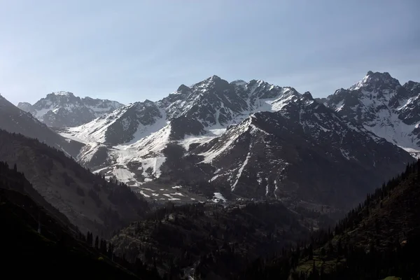 Landscape Clouds Tops Tien Shan Mountains — стоковое фото