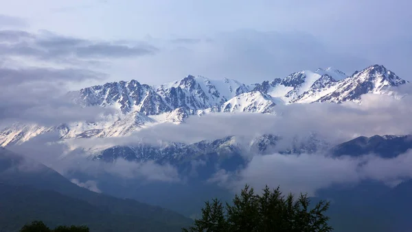Пейзаж Хмарами Горах Літній Ранок — стокове фото