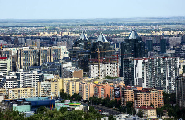 View of the city of Almaty on a summer morning.