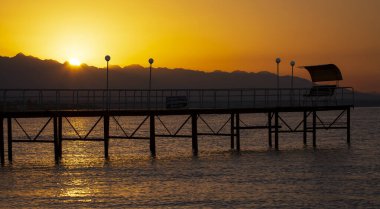Landscape with mountains on Issyk-Kul lake in Kyrgyzstan.