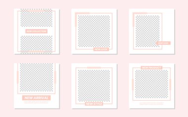 Düzenlenebilir Minimalist Sosyal Medya Pastel Pembe Posta Şablonu. Kişisel & iş için. Herkes bu tasarımı kolaylıkla kullanabilir. Basit, zarif ve modern. Promosyon web afişi. Vektör İllüstrasyonu
