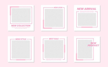 Düzenlenebilir Minimalist Sosyal Medya Pembe Posta Şablonu. Kişisel & iş için. Herkes bu tasarımı kolaylıkla kullanabilir. Basit, zarif ve modern. Promosyon web afişi. Vektör İllüstrasyonu