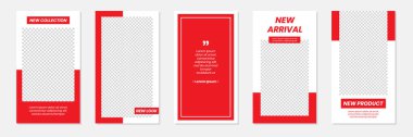 Düzenlenebilir Modern Sosyal Medya Kırmızı Hikayeler Şablonu. Kişisel & iş için. Herkes bu tasarımı kolaylıkla kullanabilir. Basit, zarif ve minimalist. Promosyon web afişi. Vektör İllüstrasyonu