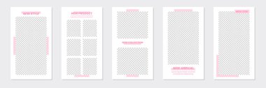 Düzenlenebilir Asgari Sosyal Medya Pembe Hikayeler Şablonu. Kişisel & iş için. Herkes bu tasarımı kolaylıkla kullanabilir. Basit, zarif ve modern. Promosyon web afişi. Vektör İllüstrasyonu