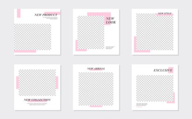 Düzenlenebilir Asgari Sosyal Medya Pembe Posta Şablonu. Kişisel & iş için. Herkes bu tasarımı kolaylıkla kullanabilir. Basit, zarif ve modern. Promosyon web afişi. Vektör İllüstrasyonu