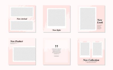 Slaytlar Düzenlenebilir Waterolor Fırça Sosyal Medya Pembe Post Şablonu. Kişisel & iş için. Herkes bu tasarımı kolaylıkla kullanabilir. Basit, zarif ve modern. Promosyon web afişi. Vektör İllüstrasyonu