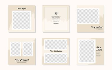 Slaytlar Düzenlenebilir Waterolor Fırça Sosyal Medya Kahverengi Posta Şablonu. Kişisel & iş için. Herkes bu tasarımı kolaylıkla kullanabilir. Basit, zarif ve modern. Promosyon web afişi. Vektör İllüstrasyonu