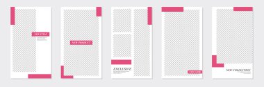 Düzenlenebilir Asgari Sosyal Medya Magenta Pembe Hikayeler Şablonu. Kişisel & iş için. Herkes bu tasarımı kolaylıkla kullanabilir. Basit, zarif ve modern. Promosyon web afişi. Vektör İllüstrasyonu