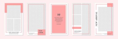 Düzenlenebilir Minimalist Sosyal Medya Kırmızı Pembe Masal Şablonu. Kişisel & iş için. Herkes bu tasarımı kolaylıkla kullanabilir. Basit, zarif ve modern. Promosyon web afişi. Vektör İllüstrasyonu