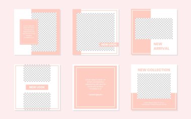 Düzenlenebilir Modern Sosyal Medya Şeftali Pembe Posta Şablonu. Kişisel & iş için. Herkes bu tasarımı kolaylıkla kullanabilir. Basit, zarif ve minimalist. Promosyon web afişi. Vektör İllüstrasyonu