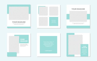 Düzenlenebilir Minimalist Sosyal Medya Pastel Yeşil Posta Şablonu. Kişisel & iş için. Herkes bu tasarımı kolaylıkla kullanabilir. Basit, zarif ve modern. Promosyon web afişi. Vektör İllüstrasyonu