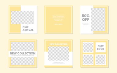 Düzenlenebilir Modern Sosyal Medya Sarı Posta Şablonu. Kişisel & iş için. Herkes bu tasarımı kolaylıkla kullanabilir. Minimalist, basit ve zarif. Promosyon web afişi. Vektör İllüstrasyonu