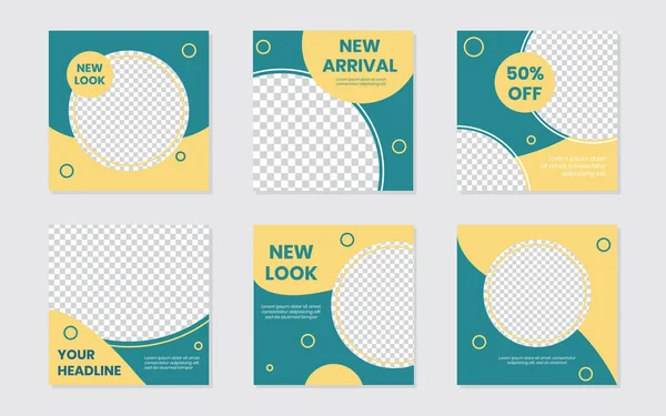 Slides Editable Modern Social Media Green Yellow Post Template. For personal & business. Anyone can use this design easily. Simple, elegant & minimalist. Promotional web banner. Vector Illustration