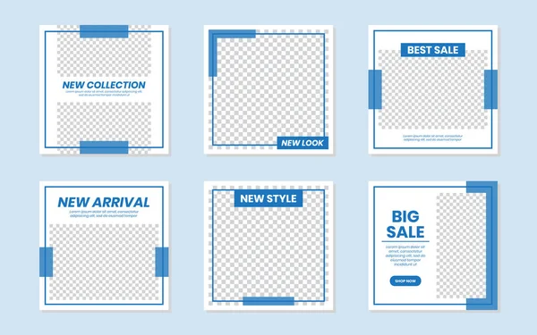 Düzenlenebilir Minimalist Sosyal Medya Mavi Posta Şablonu. Kişisel & iş için. Herkes bu tasarımı kolaylıkla kullanabilir. Modern, basit ve zarif. Promosyon web afişi. Vektör İllüstrasyonu